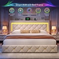 thumbnail image 6 of EnHomee King Size Bed Frame with 4 Drawers Upholstered Bed Frame with Storage & Headboard & LED & Charge Station,Beige, 6 of 7