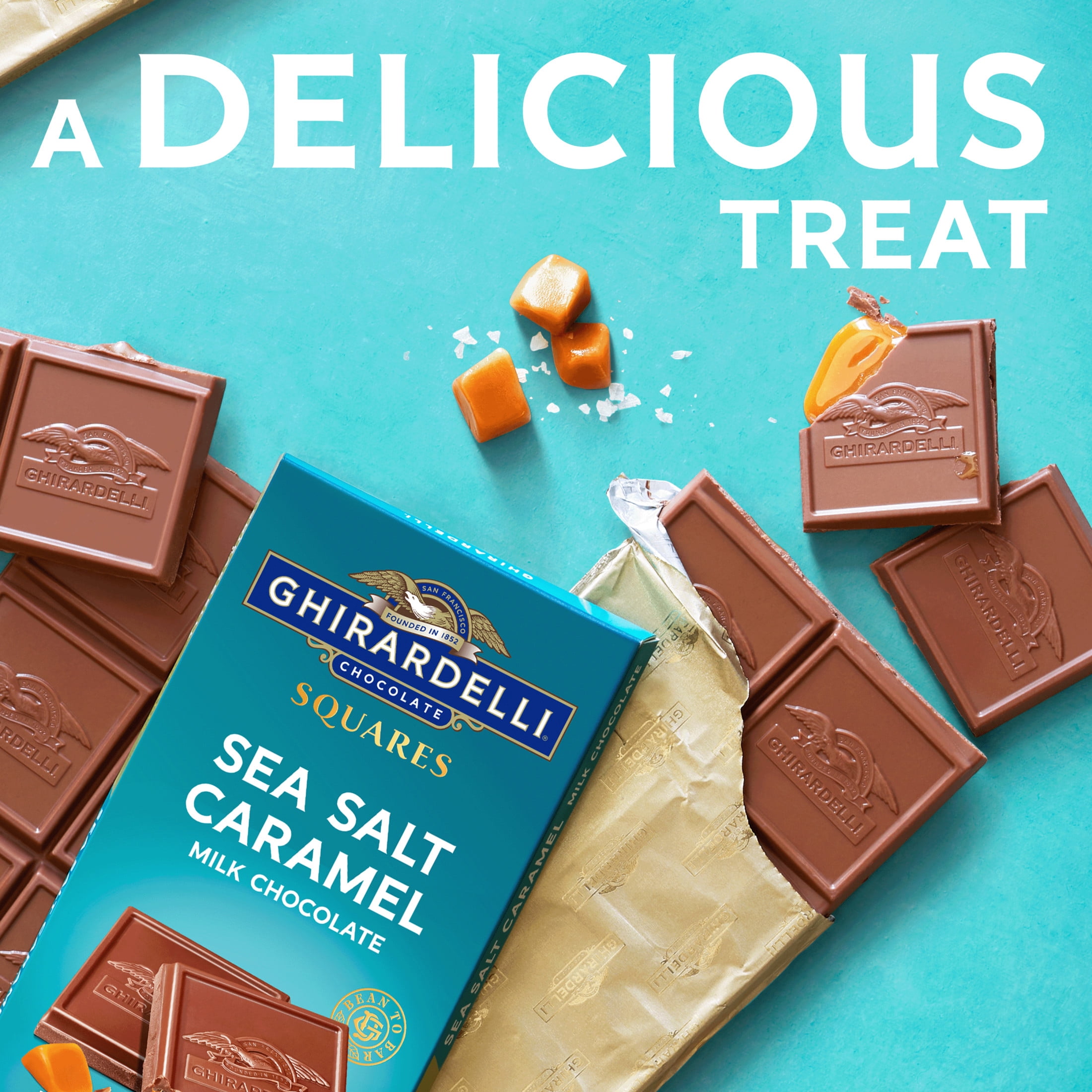 (3 pack) GHIRARDELLI Sea Salt Caramel Milk Chocolate Candy SQUARES Bar, 4.8 oz Bar