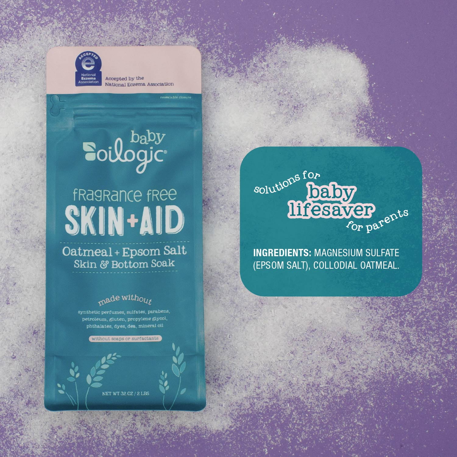 (2 pack) Oilogic Skin+Aid Bottom and Skin Soak, 32 oz