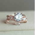 thumbnail image 6 of Leaf Shaped Zircon Ring Rose Gold Plated Copper Jewelry Elegant Statement Ring For Women Size No 6 To No 10 Ring, 6 of 9