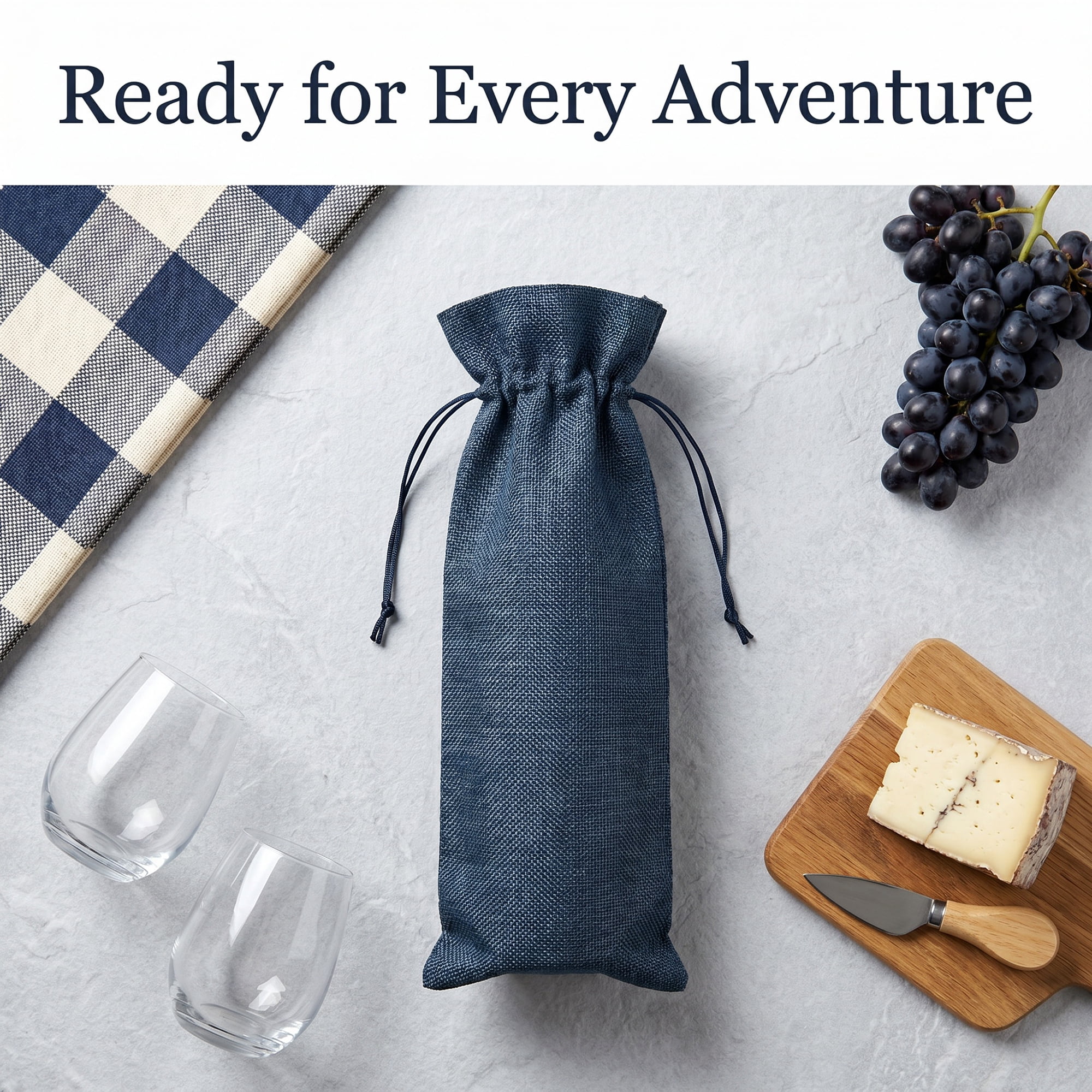 Unique Bargains Elegant Single Wine Bottle Gift Bags with Handles Dark Navy 5.9" x 13.8"