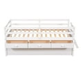 thumbnail image 4 of Low Loft Bed Twin Size with Full Safety Fence, Climbing ladder, Storage Drawers and Trundle White Solid Wood Bed, 4 of 9
