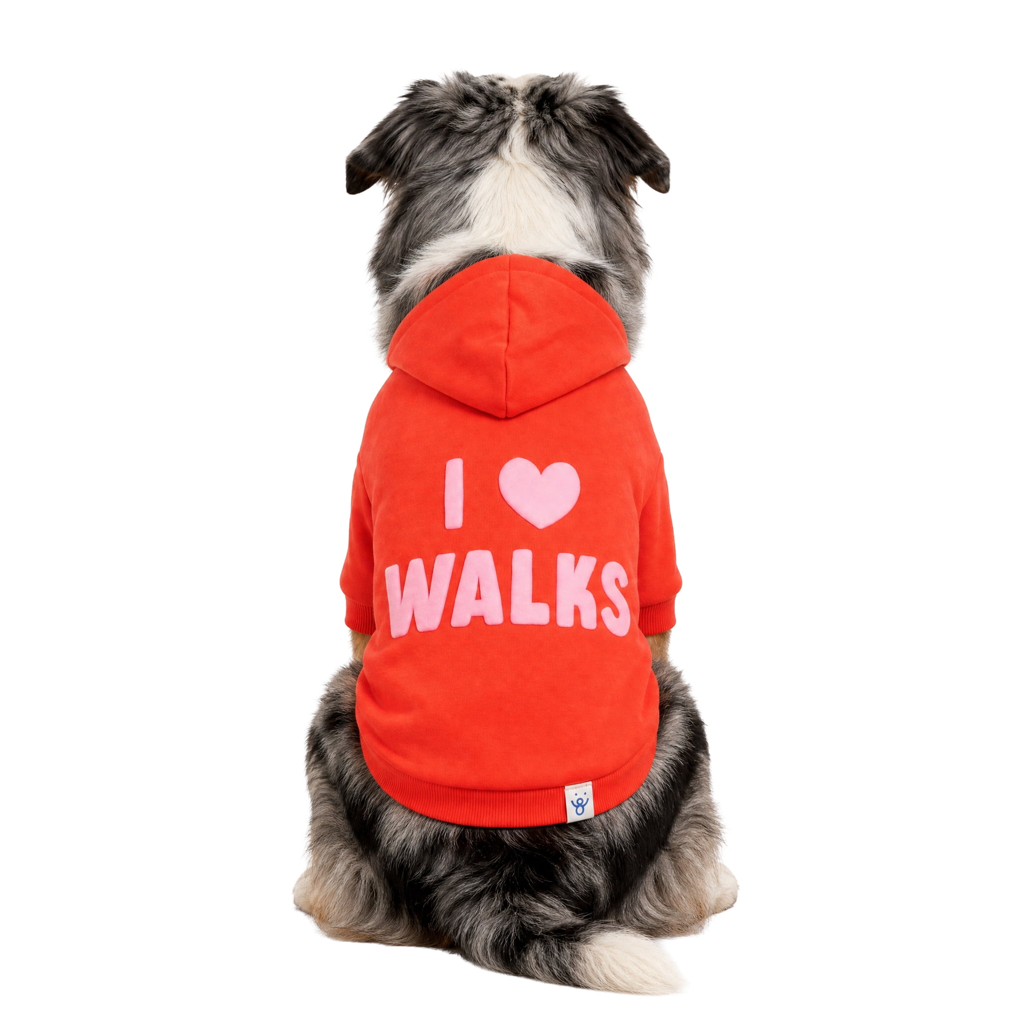 Oodles I Heart Walks Fall Dog Hoodie, Red, Large