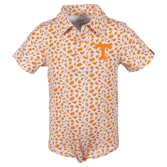 Infant Garb Tennessee Orange Tennessee Volunteers Tom Allover Print Performance Polo Bodysuit