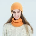 thumbnail image 4 of Hat Scarf Gloves Set Classic Unisex Thermal Gloves Loop Scarf Ribbed Knit Cap, 4 of 10
