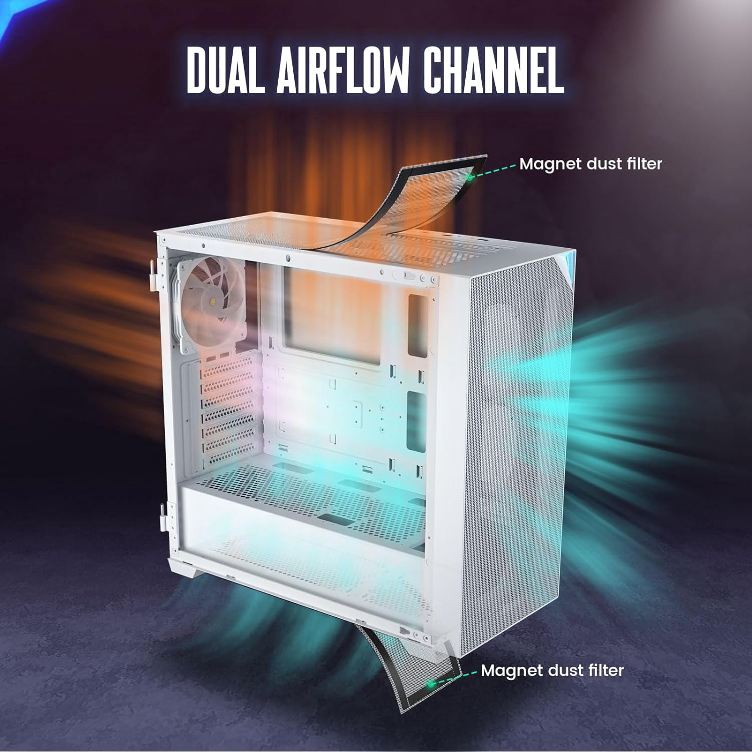 VETROO AL800 Full Tower E-ATX PC Computer Case w/Door Opening Design Tempered Glass-White