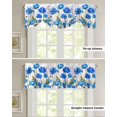 thumbnail image 4 of Tie Up Valance Curtain for Kitchen, Blue Poppy Flower on White Rod Pocket Short Curtains Adjustable Tie-Up Shade Valances, Watercolor Floral Leaves Window Treatment for Bathroom Living Room Bedroom, 4 of 7