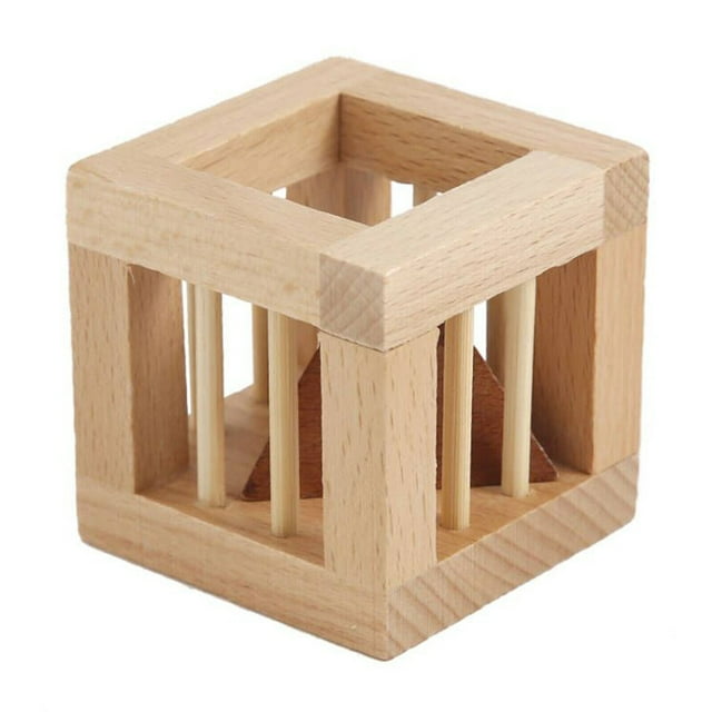 2022 Secret Pyramides Wood Brain Teaser Intelligence Puzzle IQ Cube Trick 3D Kid Toy