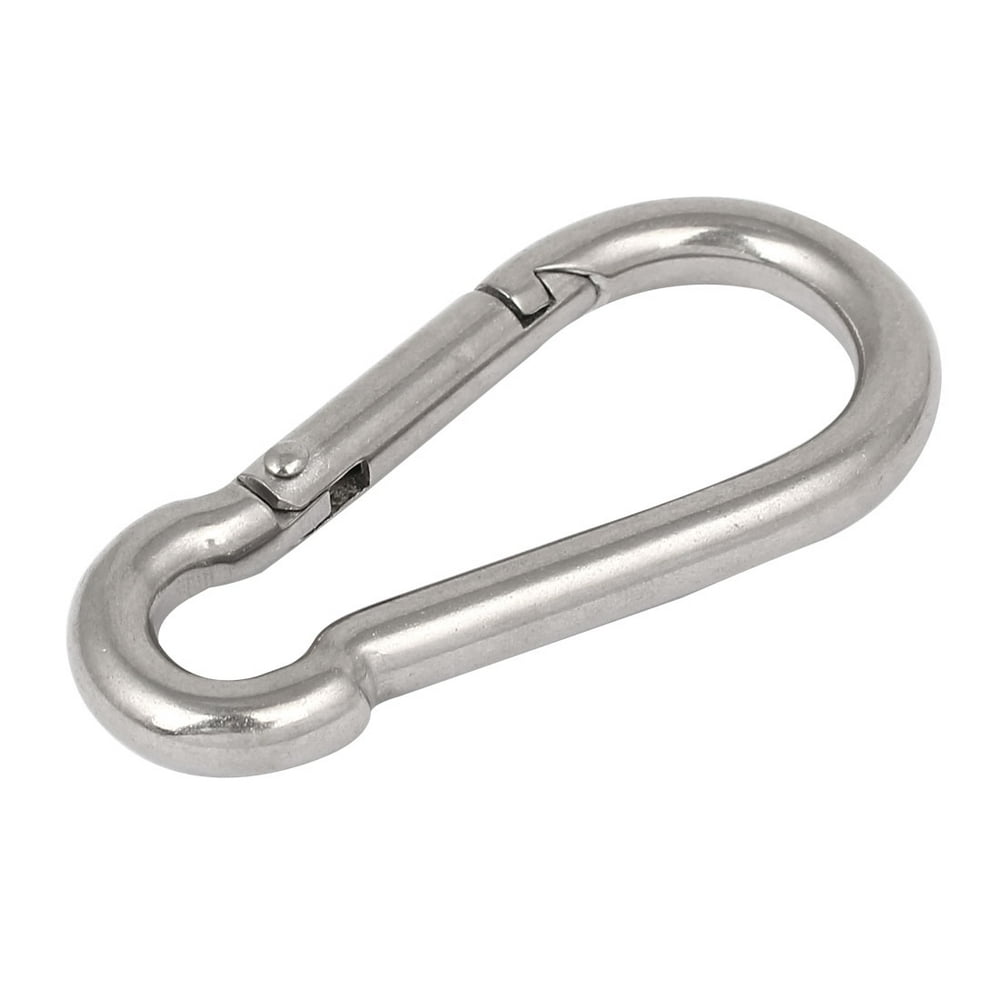 Uxcell M8 x 80mm 304 Stainless Steel Carabiner Spring Snap Link Hook Silver Tone