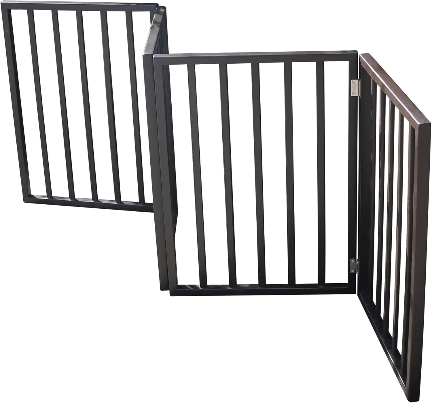 Pet Gate for Dogs Folding Freestanding Wooden Dog Gate for Doorways Stairs and House Arc Design Brown