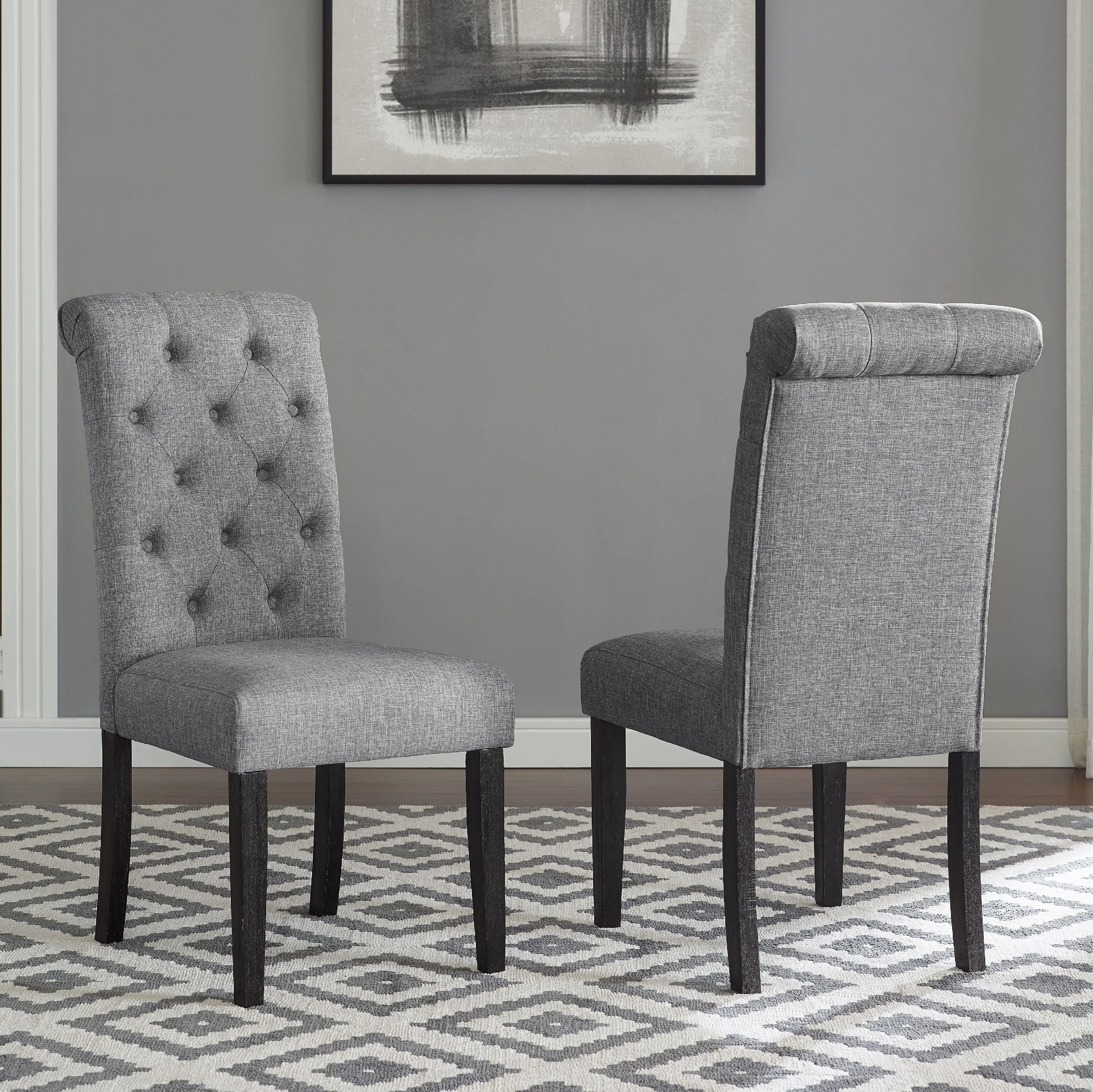Roundhill Furniture Leviton Urban Style Dining Set: 30'' Height Table and 6 Chairs, Gray