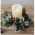 thumbnail image 3 of Christmas Candle Ring Wreath, Artificial Holly Leaves Wreaths with Berries Pinecone, Fake Greenery Garlands for Wedding Backdrop, Arch Wall Decor, 3 of 5