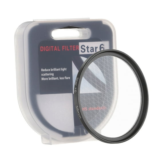 58mm Star Filter, 8 Points Starburst Len Filter Variable Twinkle Effect Ultra Slim Optical Lens Black