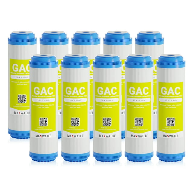 (10 Pack) 10"x 2.5" Granular Activated Carbon GAC Water Filter Cartridge for Reverse Osmosis System