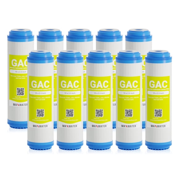 (10 Pack) 10"x 2.5" Granular Activated Carbon GAC Water Filter Cartridge for Reverse Osmosis System