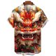 thumbnail image 3 of Camisa hawaiana de moda para hombre, con estampado de danza del león en 3D, para Año Nuevo, manga corta, estilo Harajuku, para fiestas, camisas de solapa de gran tamaño, 3 of 5