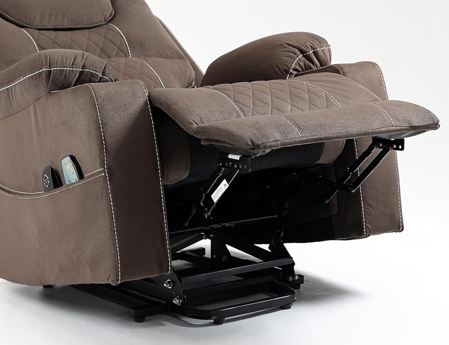 Recliner Lift Chairs for Elderly, HSUNNS 180 Degrees Lay Flat Recliner Chair with Heat and Massage and Cup Holder for Adults 400 lb Capacity (Velvet Brown)