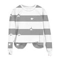 thumbnail image 6 of YUGYXL Women’s Striped Star Sweatshirt Long Sleeve Crewneck Casual Pullover Tops Fall Winter Shirt Gray S, 6 of 7