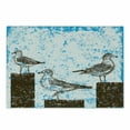 thumbnail image 1 of Seagulls Cutting Board, Gulls Resting on Wooden Pillars Grungy Sketched Print with Abstract Backdrop, Decorative Tempered Glass Cutting and Serving Board, Small Size, Blue White Brown, by Ambesonne, 1 of 1