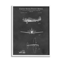 Stupell Industries US Aircraft Patent Diagram Graphic Art White Framed Art Print Wall Art, Design by Karl Hronek