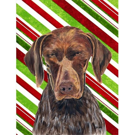 German Shorthaired Pointer Candy Cane Holiday Christmas Flag - Garden Size, 11 x 15 in.
