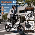 thumbnail image 4 of MOONCOOL Folding Electric Bike for Adults, 1200W 85Nm Motor , 48V 14Ah Battery, 20" Fat Tire Ebike w/ MIK Rack, Full Suspension, Hydraulic Disc Brakes, 7-Speed, Torque & Cadence Dual Sensor,20 MPH, 4 of 10