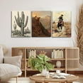 thumbnail image 3 of Western Cowboy Wall Art Set of 3, Vintage Southwestern Wall Decor Painting, Western Ranch Desert Farmhouse Poster Canvas Prints Aesthetic Pictures for Bathroom Bedroom Living Room d 16x24 inch, 3 of 7