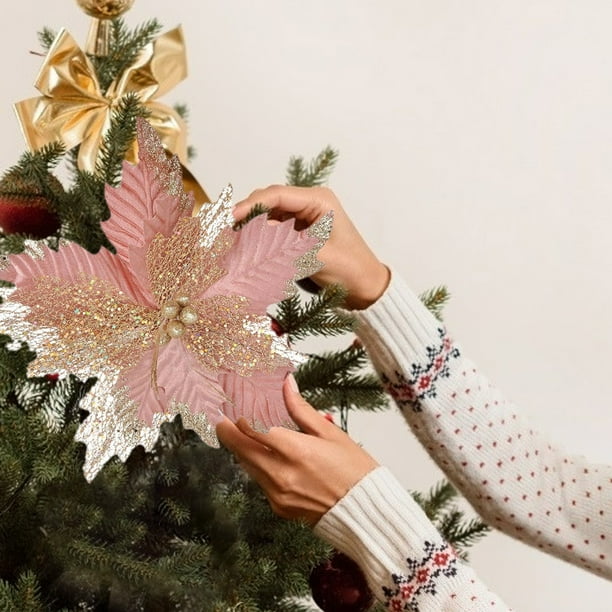 Christmas Flower Sequin 3 Tiers 37 Cm Decorations Christmas Tree Cutout Flower Arrangement Accessories Simulation Flower Decoration