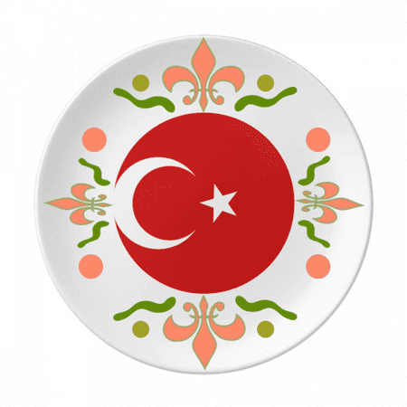 

Turkey National Flag Asia Country Flower Ceramics Plate Tableware Dinner Dish
