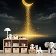 thumbnail image 7 of Enchanted Forest Wallpaper Golden Moon Glowing Light Dark Ocean Night Fantasy Peel and Stick Wall Murals 69"H x 96"W Removable PVC Wall Paper Self-Adhesive Wall Paintings for Bedroom Living Room, 7 of 7