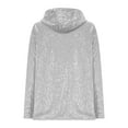 thumbnail image 7 of OGLCCG Women's Long Sleeve Sequin Jackets Open Front Sequin Cardigan with Hood Trendy Sparkle Shiny Glitter Party Outwear,M,Silver, 7 of 7