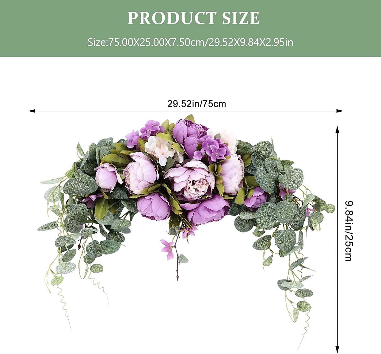 HAOSHICS Artificial Floral Peony Swag Fake Silk Flowers Swag Colorful Mixed Spring Floral Swag with Rose for Wedding Arch Table Centrepiece Hanging Home Mirror Wall Decor (Rose Red)