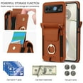 thumbnail image 2 of for Motorola Razr 40 Wallet Case Crossbody, PU Leather Zipper Handbag Purse Flip Cover, Back Card Slots, Adjustable Shoulder Strap, Finger Ring Stand for Motorola Razr 40, Brown, 2 of 8