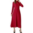 thumbnail image 2 of Cueply Dresses for Women Casual Long Sleeve Fall Spring Mock Neck Pullover Long Dresses with Pockets, 2 of 7