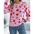 thumbnail image 4 of Heart Sweaters for Women Valentine's Day Casual Loose Lightweight Crewneck Sweater Lantern Sleeve Pullover Tops Shermie, 4 of 6