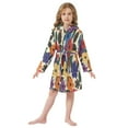 thumbnail image 6 of FORMRS Niños Bathrobe Unisex Hooded Robe Soft Plush Pajamas Sleepwear, Size 7-9T, Large Colorful Flowers Pattern, 6 of 7