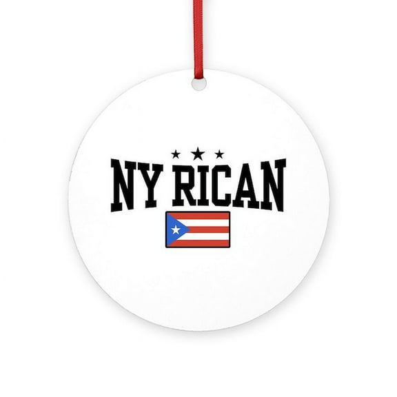 CafePress - NY Rican - Round Wood Ornament 4"