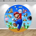 thumbnail image 4 of Fondo de Super Mario Bros, cubiertas redondas, fondo para fiesta de cumpleaños de niños, decoración de juegos de anime, pancarta para baby shower, accesorios de regalo, 4 of 5