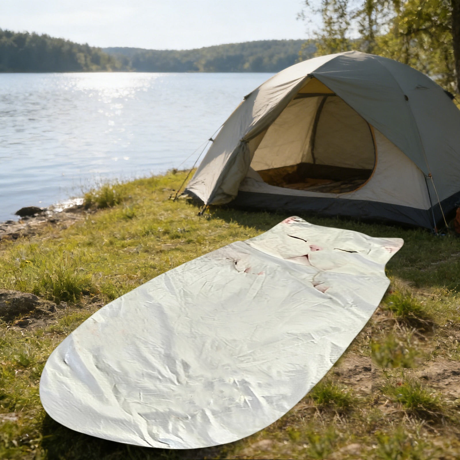 Cat Sleeping Bag for Human,Adult Soft Sleeping Bag – Plush Cat Envelope Sleeping Bag for Camping,Sleepovers & Home Lounging,Washable Warm Blanket,68.9x31.5 Inch(A)