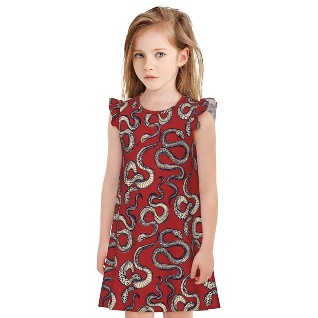 Balery Snake Camisón de princesa para niñas, pijama de algodón con mangas abullonadas, suave y bonito.-Small