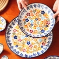 thumbnail image 5 of Qeeadeea Ceramic Soup Plate Set Of 2, 21oz Stackable Pasta Salad Bowls Colorful , Kitchen Serving Salad Plates-8 in-colorful flowers, 5 of 7