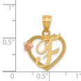 thumbnail image 4 of 14k Two Tone Gold Heart Dainty Letter F Initial Name Monogram Necklace Charm Pendant Love, 4 of 8