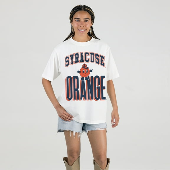 Women's Gameday Couture Cream Syracuse Orange Oversized Fierce Focus T-Shirt