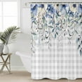 thumbnail image 2 of Small Stall Shower Curtain 48x72 Inch Narrow Half Size Eucalyptus Flowers Bath Curtains Bathroom Decor Botanical Floral Leaves Gray Plaid Waterproof Fabric Shower Curtain Set with Hooks 48 Inch, 2 of 6
