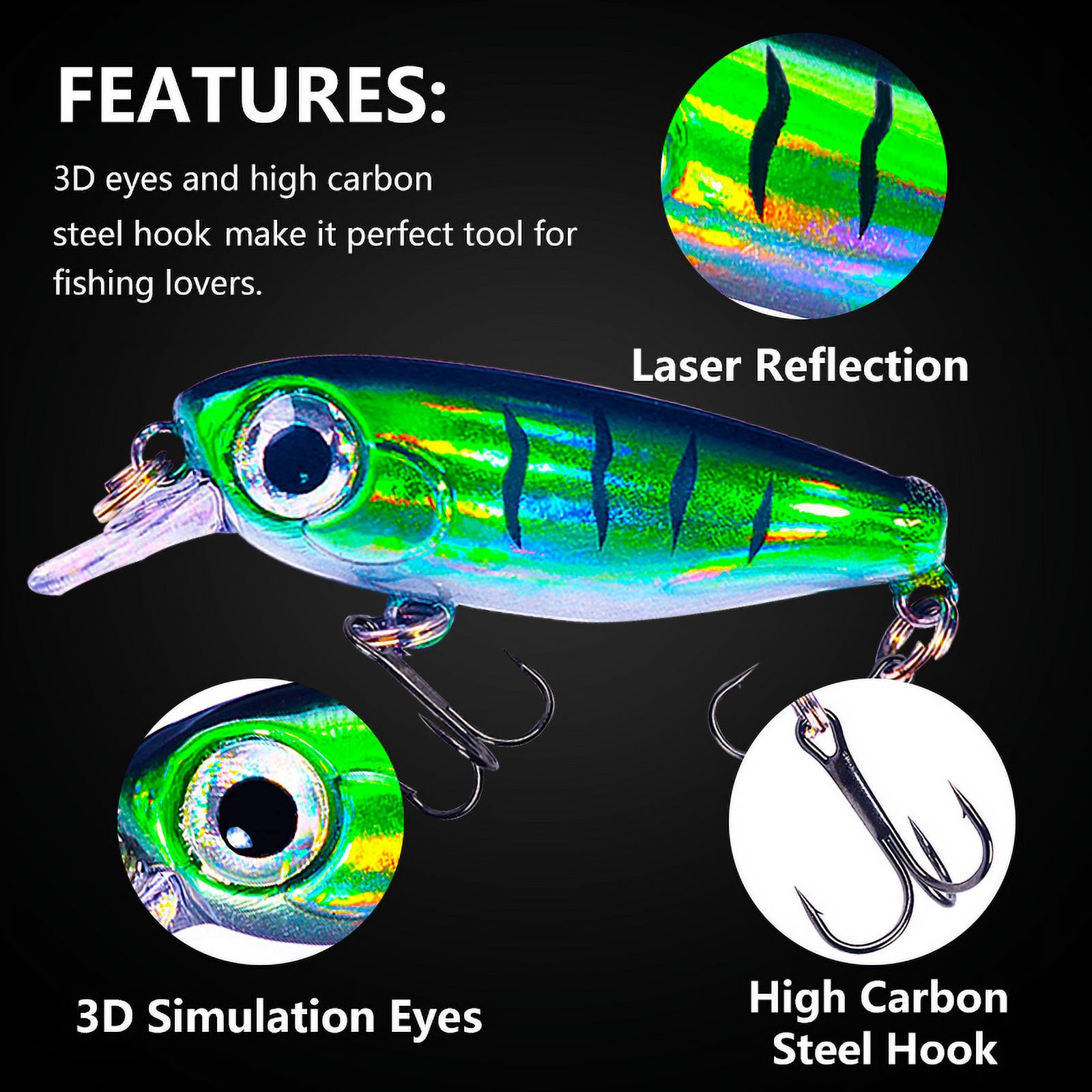 Fishing Lures, Jerkbait for Bass Fishing Minnow Lure Set Fishing Hard Baits Swimbaits Boat Topwater Lures for Trout Bass Perch Fishing,20pcs