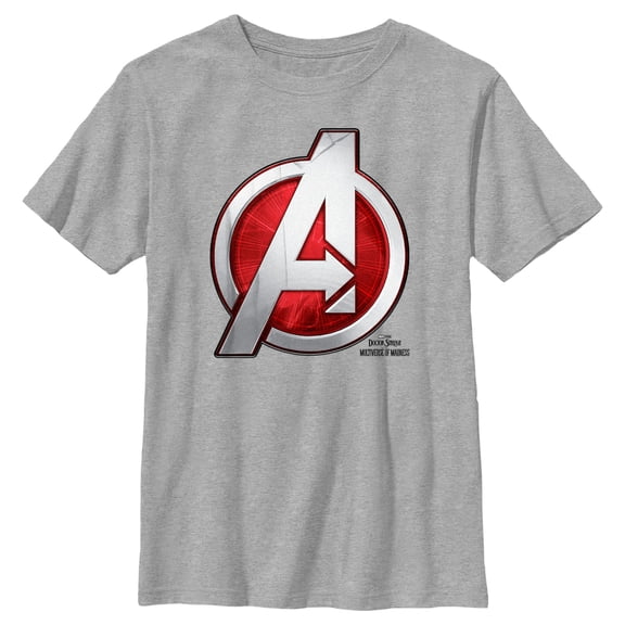 Boy's Marvel Doctor Strange in the Multiverse of Madness Avengers Logo Graphic Tee Athletic Heather Large