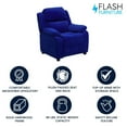 thumbnail image 4 of Deluxe Padded Contemporary Blue Microfiber Kids Recliner with Storage Arms, 4 of 9