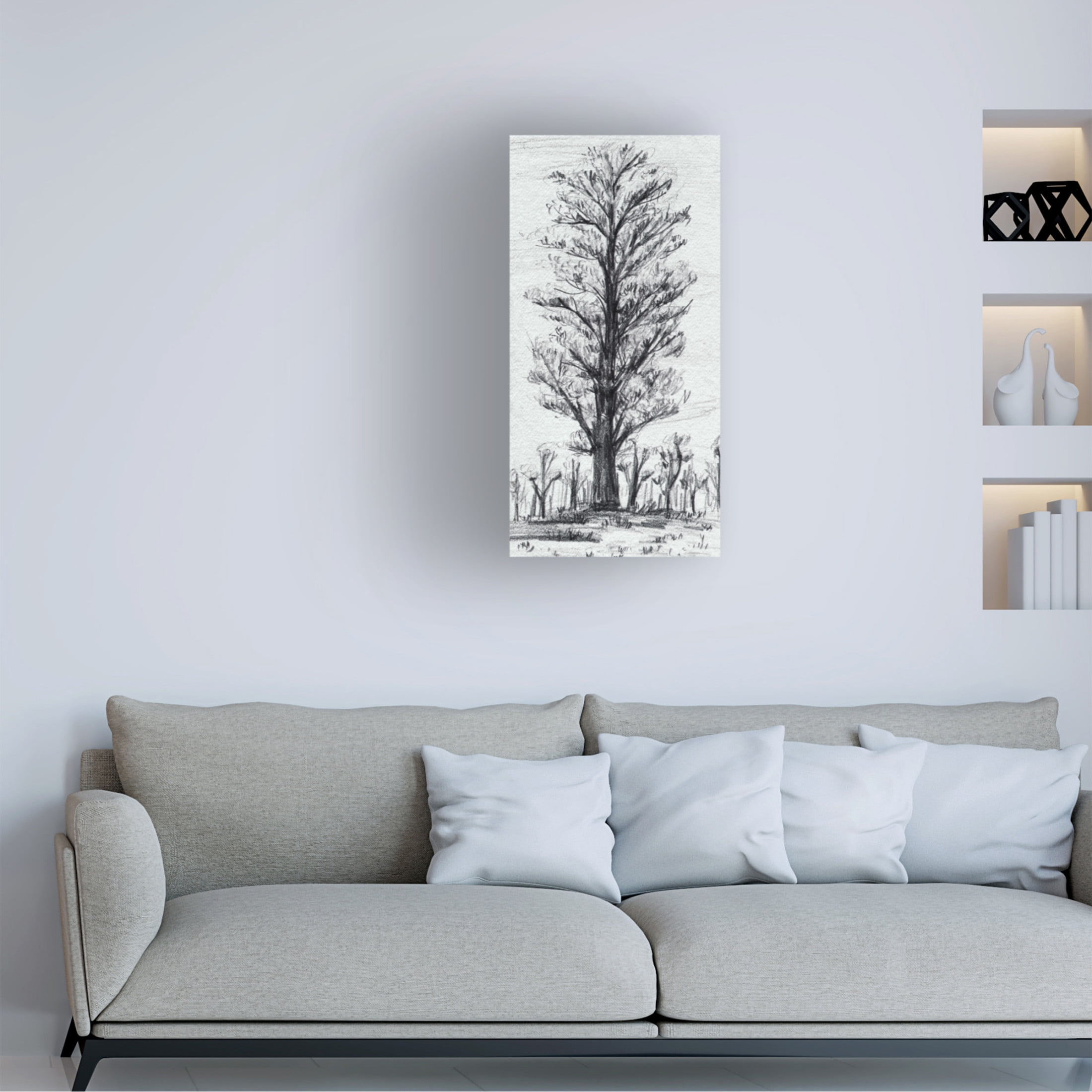 Canvas Wall Art - Melissa Wang 'Tree in the Woods IV' Wall Art for Living Room, Bedroom, or Office Décor by Trademark Fine Art - 16 x 32 Inches