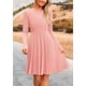 thumbnail image 5 of Vestido PRETTYGARDEN de Punto Acanalado Manga Larga en A Línea Rosa Talla L, 5 of 8