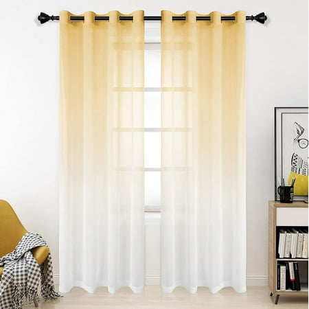 Heibinfaux Linen Sheer Curtains 54 X 108 Inch Light Yellow Grommet Grant Voile Semi For Bedroom And Living Room Set Of 2 Curtain Panels Canada Heibinfaux Linen Sheer Curtains 54 X, 108 Inch Sheer Grommet Curtains